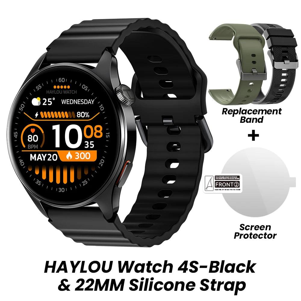 Smartwatch HAYLOU Watch 4S com GPS, tela AMOLED HD de 1,43", posicionamento GPS via 5 satélites e mais de 120 modos de treino – Relógio inteligente para esportes e fitness