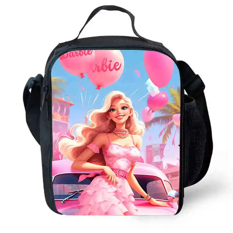 Mochila escolar infantil con diseño de Barbie y bolsas para el almuerzo y lápices para guardería, el mejor regalo para niños y niñas.