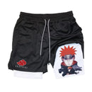 2 in 1 Performance Shorts Athletic Compression Shorts with Towel Loop Pockets Gym Workout Fitness Running Anime Print RL00107