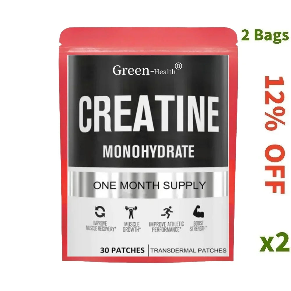 Creatine Monohydrate Transdermal Patches for Muscle Growth, Increased Strength, Enhanced Energy Output 30 Patches