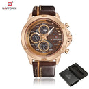 NAVIFORCE Men Watch Sport Man Wristwatch Top Brand Luxury Gold Military Date Week Genuine Leather Quartz Male Clock Gift 9110