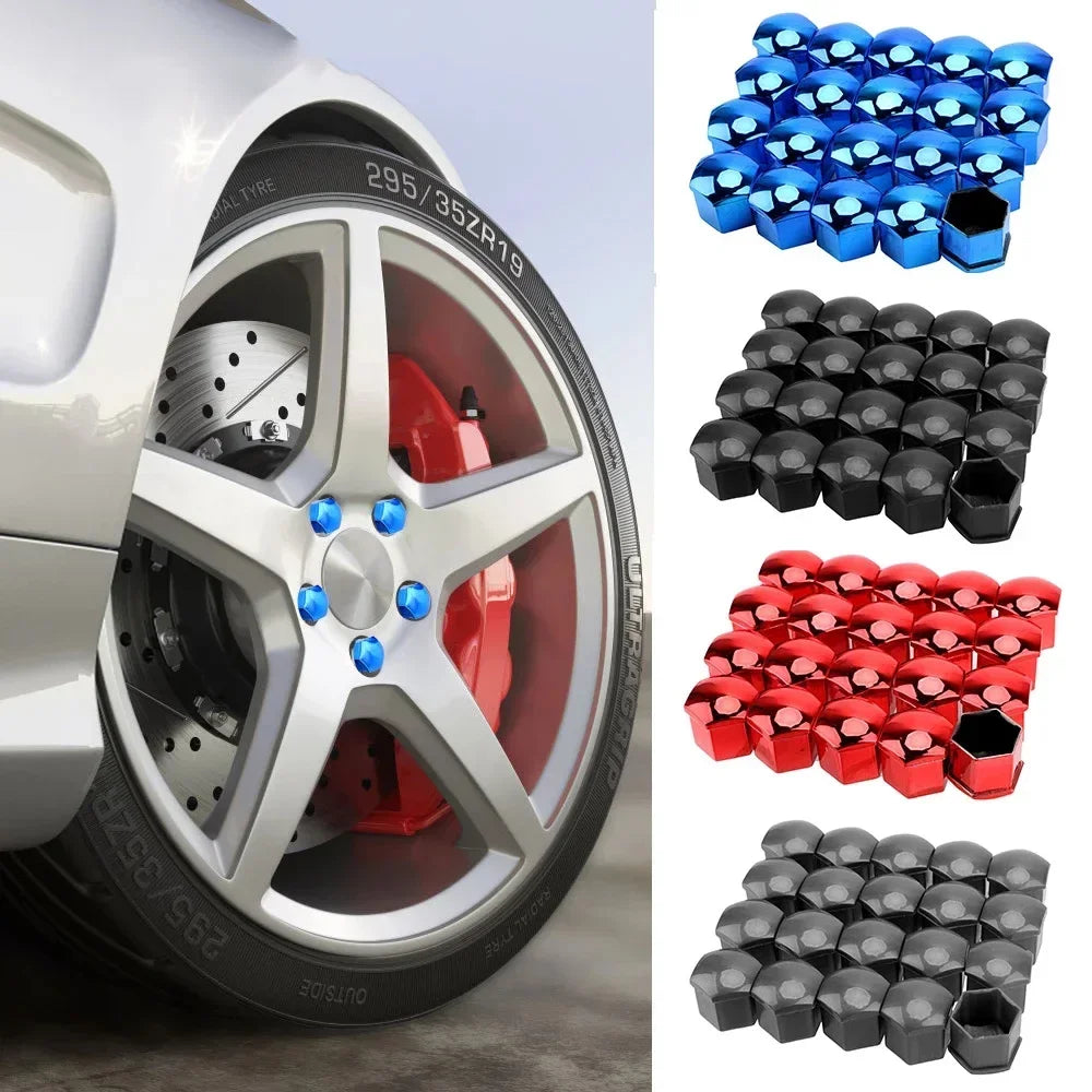 Tampas de proteção para porca de roda de carro, tampas antiferrugem para parafuso de cubo automático, parafuso de porca de pneu de carro, decoração externa 19/17mm 20 tamanhos