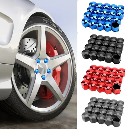 Tampas de proteção para porca de roda de carro, tampas antiferrugem para parafuso de cubo automático, parafuso de porca de pneu de carro, decoração externa 19/17mm 20 tamanhos