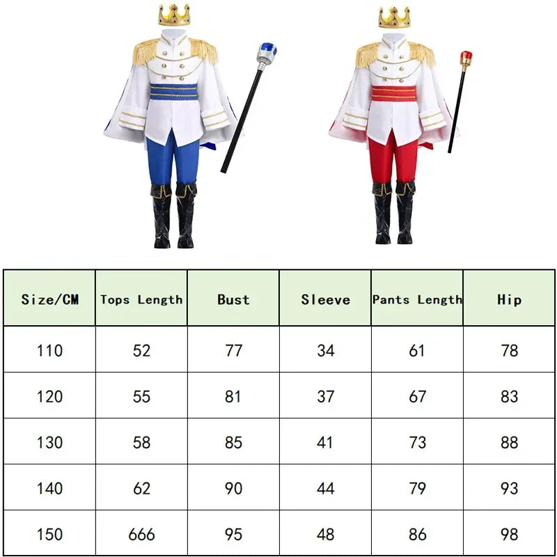 Boy's King Prince Cosplay Costume Prince Crown Scepter Cloak Royalty Suit Halloween Birthday Carnival Costumes Fancy Dress Up