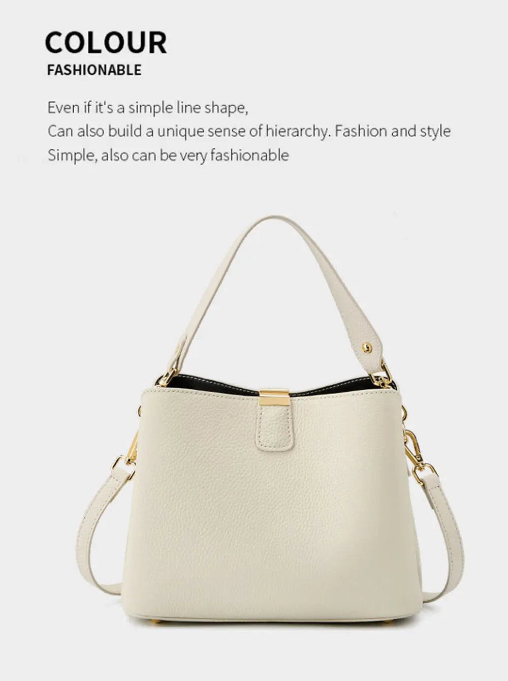 100% Genuine Leather Women's Bucket Bag Luxury Designer Versatile Shoulder Bag Women Commuter Crossbody Bags Female Handbag