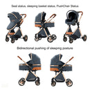 Baby Stroller 3‑in‑1 Travel System Pushchair Lightweight Pram from Birth All‑Terrain Baby Buggy Compact Fold Stroller Summer