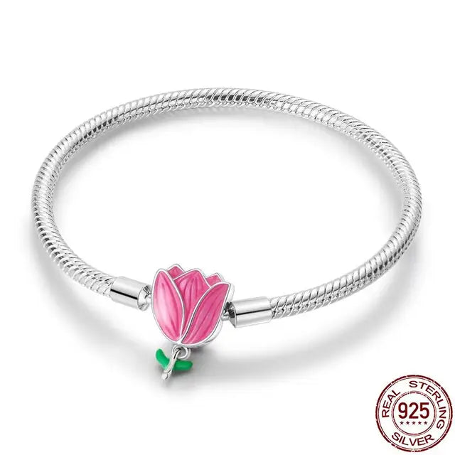 Original 925 Silver Bracelet Snake Chain 17-20 Evil Eye Heart Star Zircon For Charms Beads Pendant Anniversary Jewelry Making Gifts 