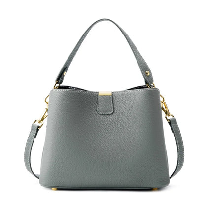 100% Genuine Leather Women's Bucket Bag Luxury Designer Versatile Shoulder Bag Women Commuter Crossbody Bags Female Handbag