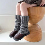 Calcetines calentadores de piernas de punto trenzado Lolita para niñas, cubrepiés cálidos para bebés, lindos y dulces protectores de ballet, calcetines largos 