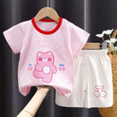 New Boys Summer Clothing Set Full Bear Print Cotton Short Sleeve T-shirts and Shorts 2PCS Breathable Outfit For Girls