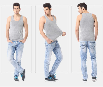 Four Seasons Men Pure Cotton Vest Youth Fit Sports Fitness Middle-aged Casual Sleeveless Top