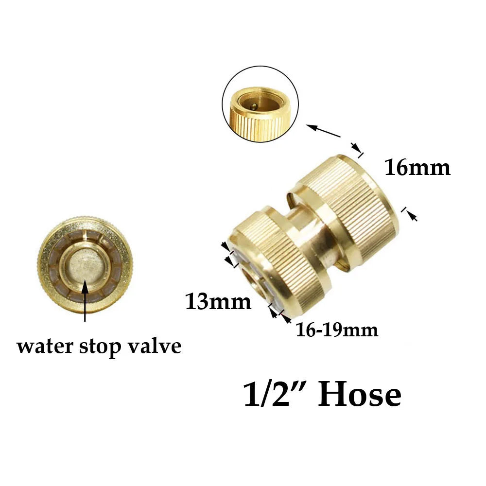 Conector rápido de manguera de latón de 1/2'', 5/8'', 3/4'' y 1'', accesorio de cierre de agua, rosca de cobre, adaptador para pistola de riego de jardín