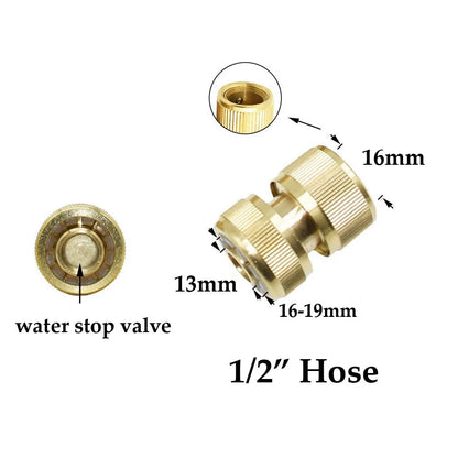 Conector rápido de manguera de latón de 1/2'', 5/8'', 3/4'' y 1'', accesorio de cierre de agua, rosca de cobre, adaptador para pistola de riego de jardín