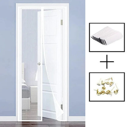 Magnetic soft gauze door curtain, no need to wear magnetic strips, summer mosquito proof door curtain, encrypted embroidery scre