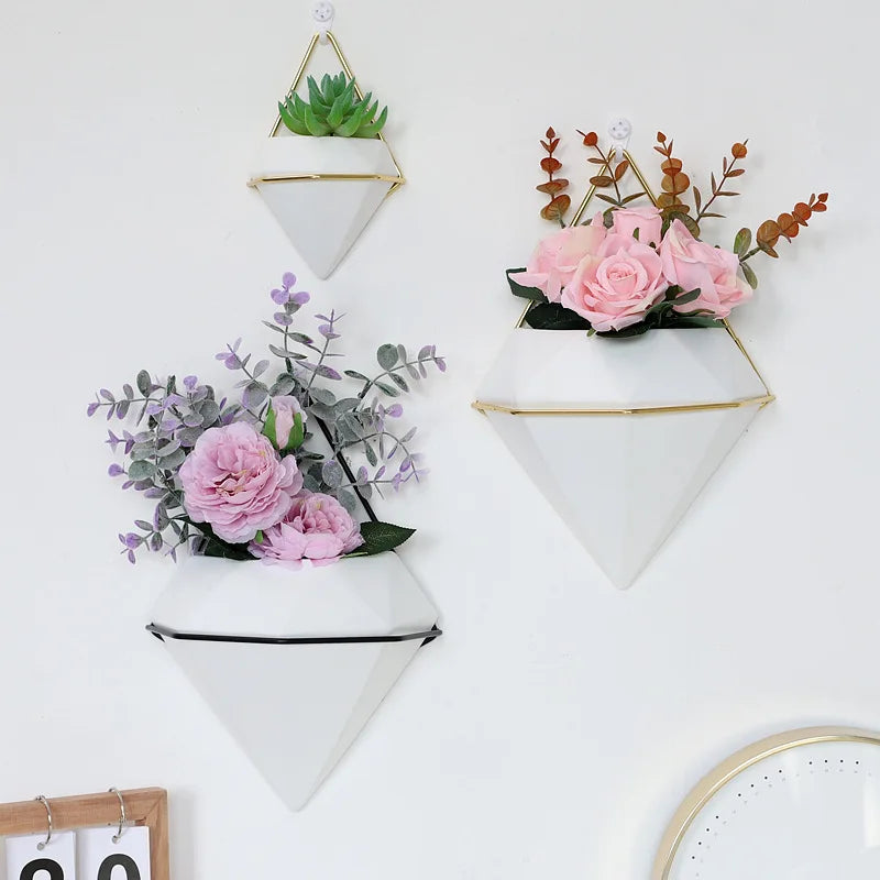 Maceta con diseño de mármol, flor para colgar en pared, planta Artificial creativa, maceta seca, maceta de cerámica