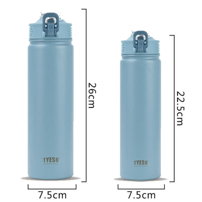 Tyeso 600/750ML Stainless Steel Thermo Bottle Car Thermal Cup Sports Water Bottles Keep Cold and Hot Vacuum Flasks Insulated Cup