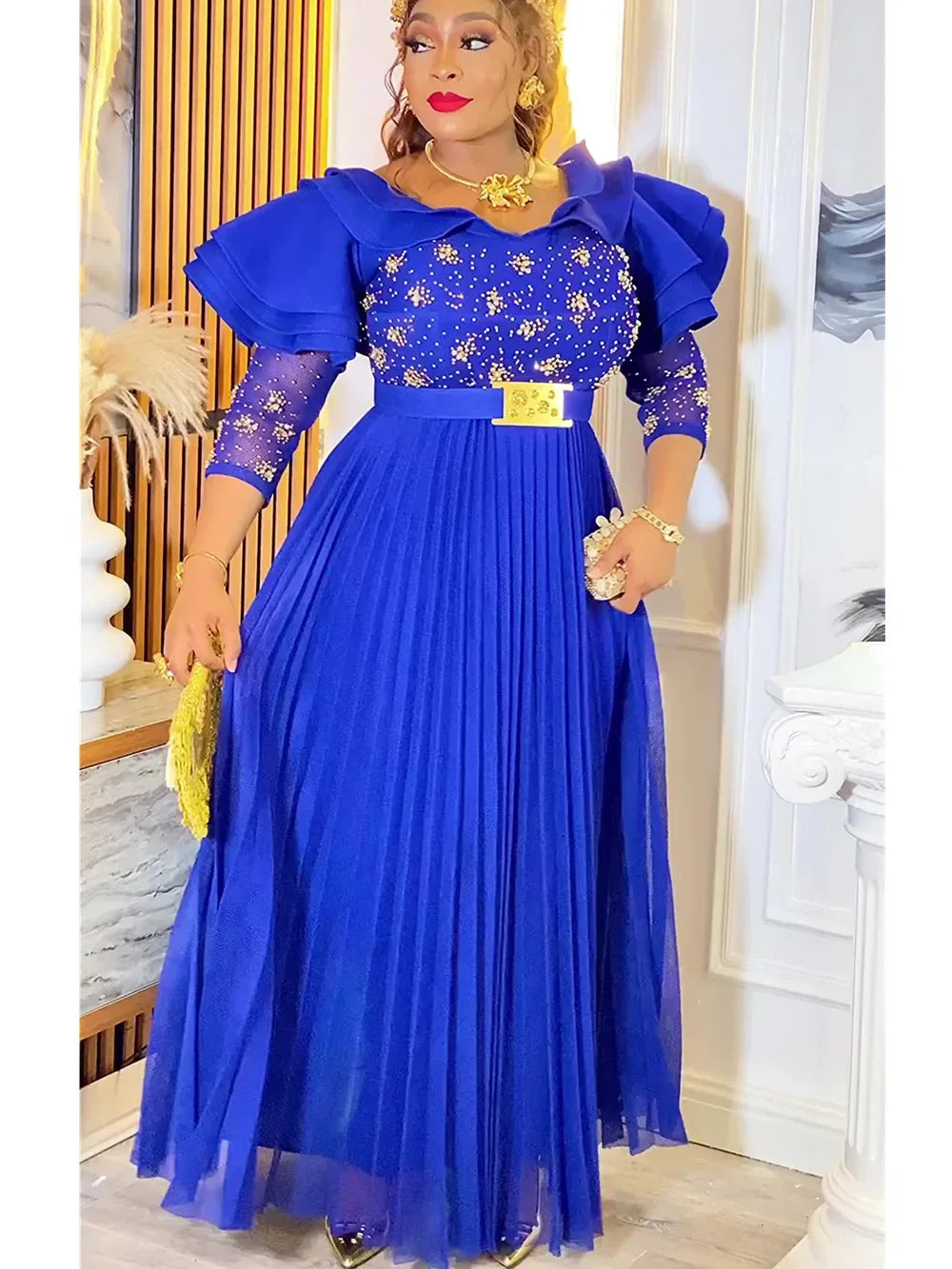 Plus Size African Party Dresses for Women 2025 New Fashion Dashiki Ankara Wedding Evening Gown Elegant Turkey Muslim Maxi Dress