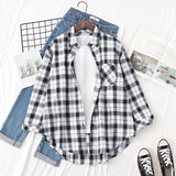 Casual Women's Plaid Shirt 2025 Spring Autumn New Ladies Loose Blouse and Tops Female Long Sleeve Shirts Fresh Checked Clothes