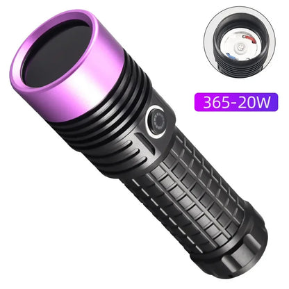 60W 365NM UV Flashlight High Power Type-c Rechargeable Portable Waterproof 26650 Uv Torch linterna ultravioleta