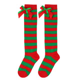 Striped Mesh Over Knee Socks for Girls, Princess Over Knee Socks for Party, Sweet Christmas Socks for Wedding, 17 Colors, Spring and Autumn
