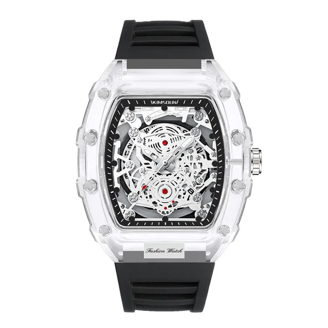 UTHAI - Reloj de cuarzo transparente para hombre, con cuerpo hueco, personalizado, resistente al agua, con calendario, informal, deportivo y moderno, BK134 