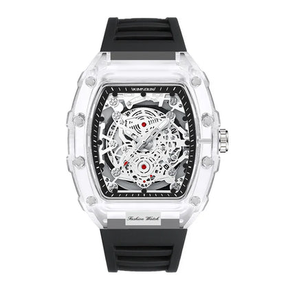 UTHAI - Reloj de cuarzo transparente para hombre, con cuerpo hueco, personalizado, resistente al agua, con calendario, informal, deportivo y moderno, BK134 