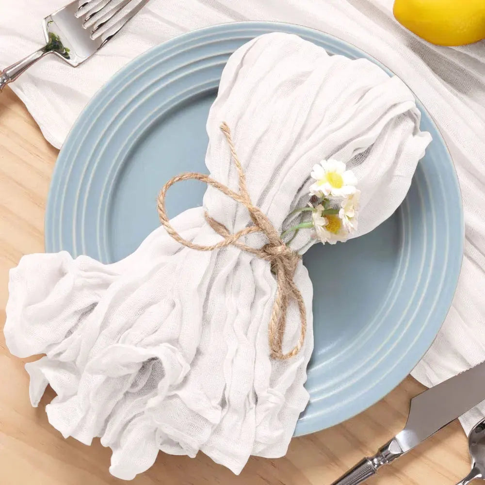 Set of 12 Gauze Cheesecloth Napkins Cloth Bulk Dinner Table Napkins for Home Wedding Valentine's Party Event Table Decoration