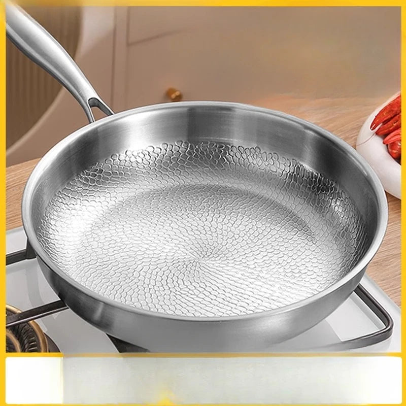 High-end titanium pan, household uncoated steak frying pan, titanium alloy non-stick pan, gas stove with titanium pan