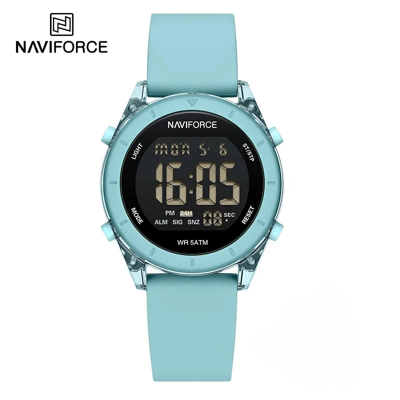 NAVIFORCE NF7108 Casual Wild Ladies Watch 50m Waterproof LCD Digital Display Electronic Silicone Strap Female Clock
