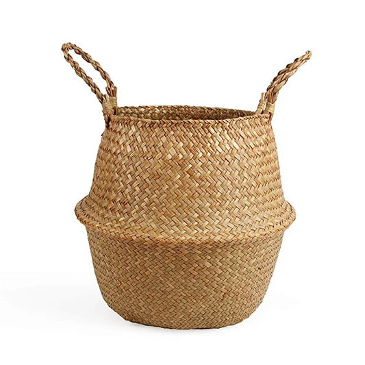 Storage Baskets Straw Wicker Rattan Hanging Flowerpot Seagrass Folding Laundry Clothes Baskets Garden Plant Basket Home Decor
