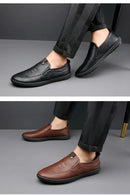 Men Leather Shoes Breathable Business Summer Slip on Loafers Man Casual Black Flats Driving Walking Shoes Moccasins