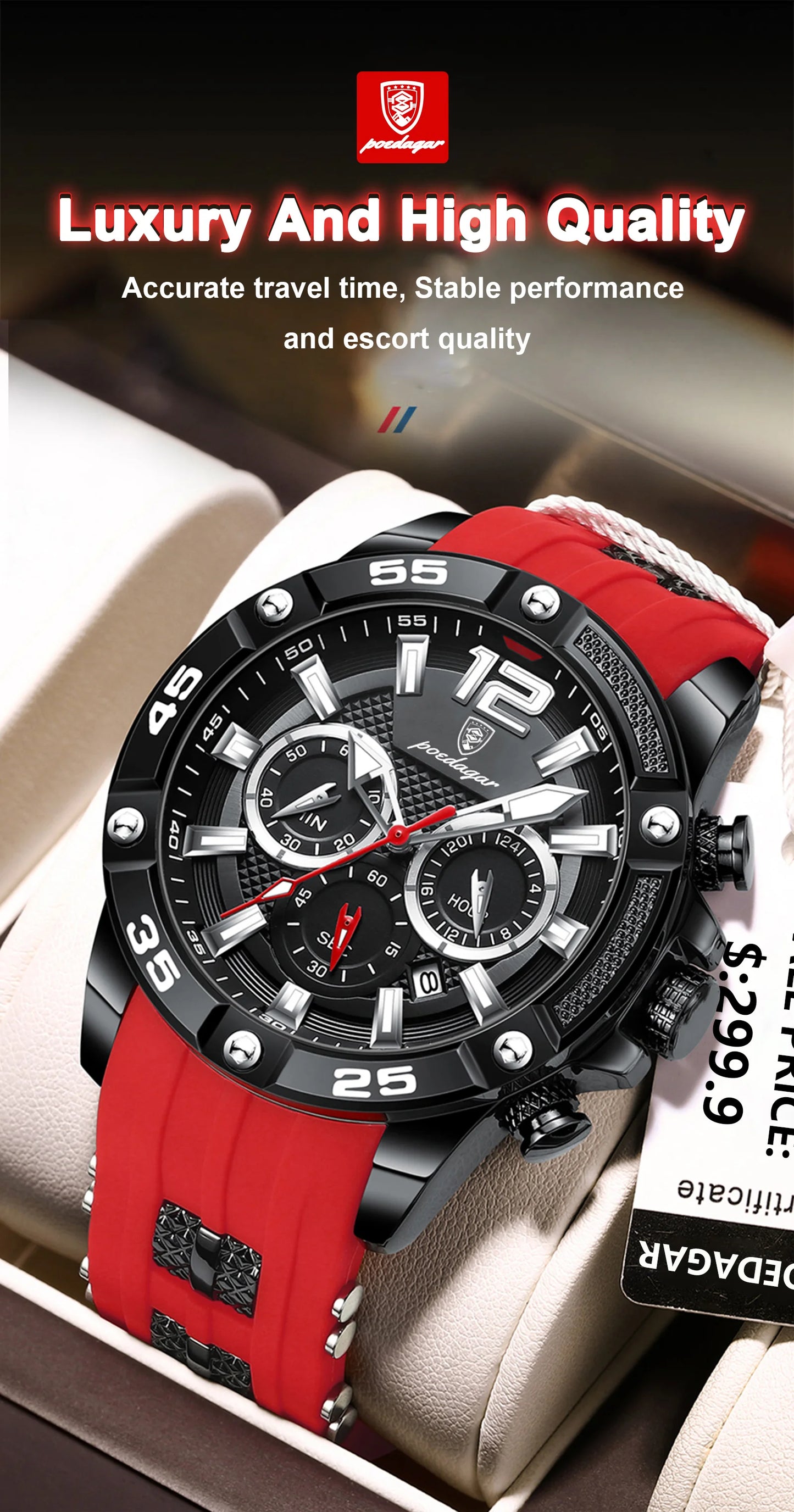 POEDAGAR Luxury Casual Men Watch Waterproof Luminous Chronograph Date Man Wristwatch High Quality Military Quartz Men's Watches
