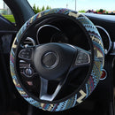 1 linen breathable fabric Bohemian style automotive supplies without inner ring steering wheel cover fits 14.5-15 inches