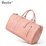 1pc Foldable Women's Travel Convenient Carry-on Clothing Bag Large PU Leather Duffel Bag Women's Business Travel Bag