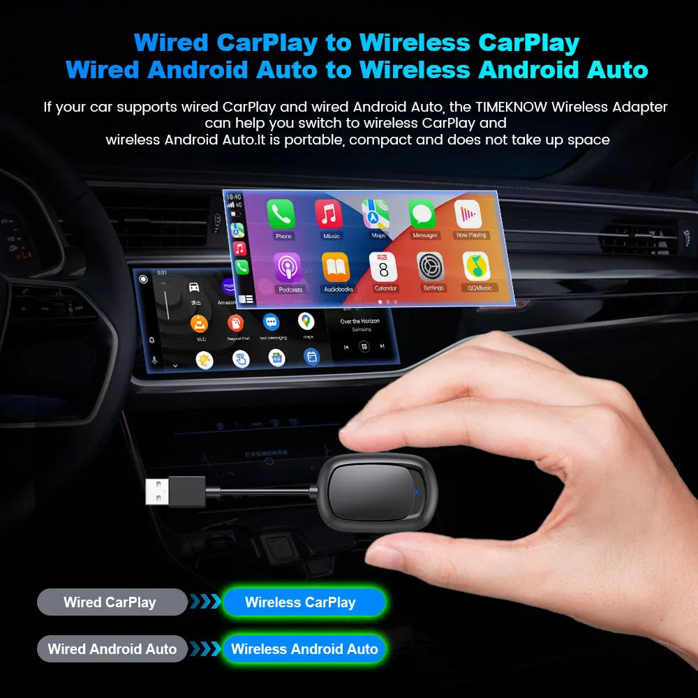 2026 New! 2-in-1 Mini Wireless Adapter Seamlessly Enable Carplay & Android Auto Plug & Play For Most Vehicle Models