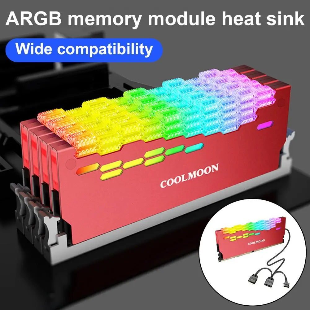 Enfriador de RAM Coolmoon Ra-2, módulo de memoria ARGB de 5 V de alta eficiencia, disipador de calor con efecto de luz, enfriador de memoria para computadora de escritorio