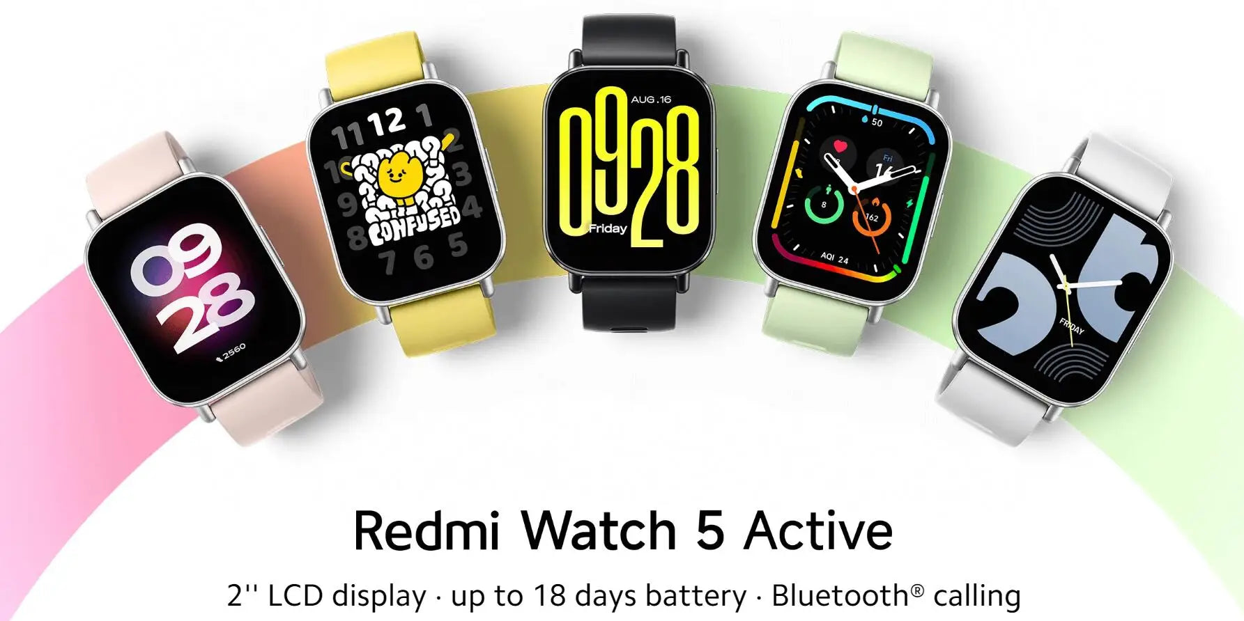NEW Xiaomi Redmi Watch 5 Active Smart Watch, 2" LCD Display All Day Heart Rate Blood Oxygen Monitoring Bluetooth Call Smartwatch