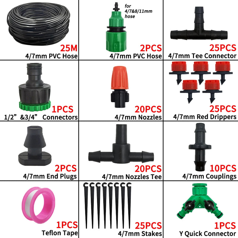 Sistema de riego Herramientas de jardinería Kits de riego por goteo Manguera de riego automática con instalación conveniente ajustable Ahorro de agua