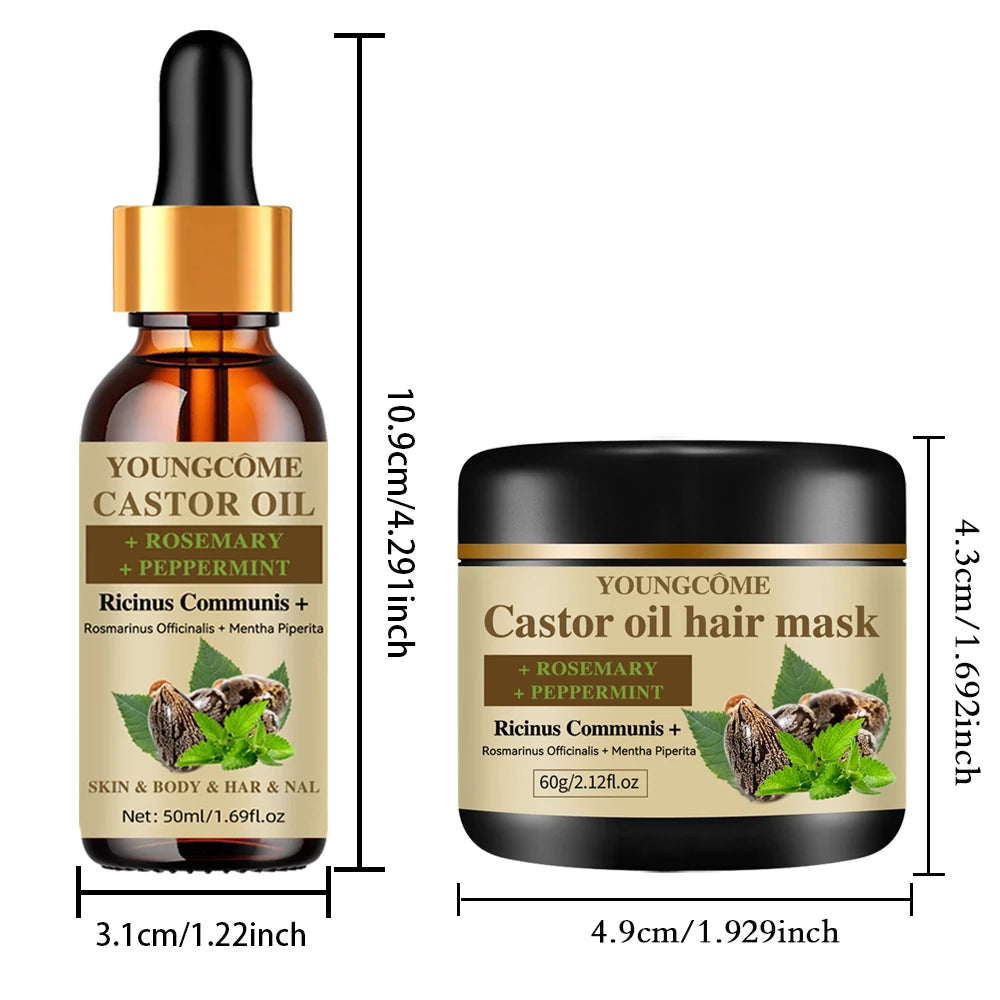 100% Pure Castor oil hair mask Castor oil Hair Growth Oil Natural Treatment Nourish Reduce Hair Loss Anti-Breakage Hair Products