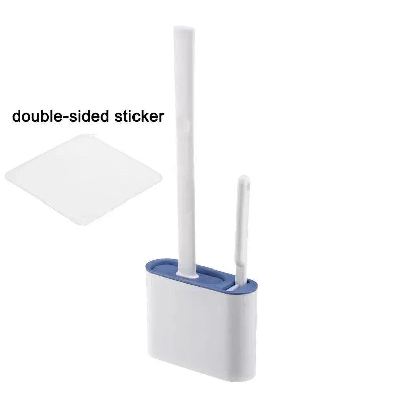 Wall Mounted Toilet Brush Replacement Long Handled Silicone Toilet Brushes Quick Drying Soft Bristles Toilet Bidet Bathroom Set