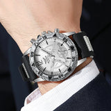 4PCS Fashion Arabic Dial Men Business Quartz Watch CasuSilicone Strap Wristwatch With Necklace Set Reloj Hombre (Without Box)