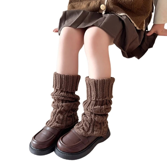 Calentadores de piernas holgados para niñas, calcetines de punto de otoño, A2UB 
