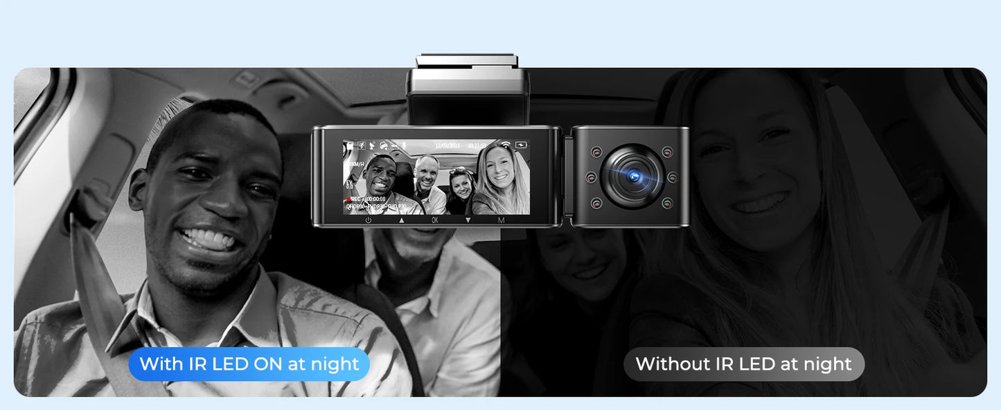AZDOME M550 Pro 5.8Ghz WiFi 3 Channel Dash Cam 4K+1080P Built-in GPS 3.19" IPS Screen Car DVR IR Night Vision 24H Parking Mode