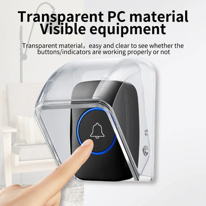 CACAZI PC Transparent Waterproof Cover for Wireless Doorbell Button Chime Outdoor Rain-cover Home Case Suitable for Most Buttons