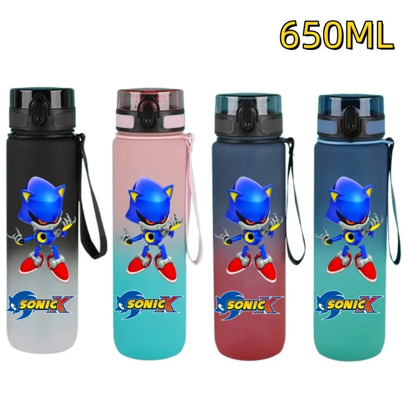650ML Sonic Hedgehog Sport Water Bottle Large Capacity Cartoon Portable Plastic Water Bottle Drinking Cup Student Birthday Gifts