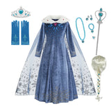 Vestido da Elsa para Menina – Fantasia de Princesa para Festa de Aniversário e Inverno, Cosplay de Frozen, Vestido de Manga Longa – Rainha da Neve