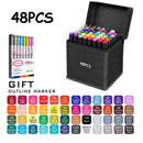 24/36/48/60/80/120/168 Colors Double Tip Permanent Art Marker pens for Drawing Painting Sketching Comics Design School Supplies