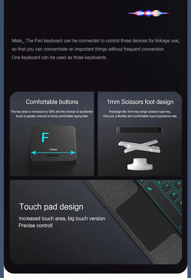 AJIUYU Backlight Magic Keyboard For XiaoMi Redmi Pad Pro 12.1 inch Folio Smart Case Portuguese Spanish Arabic Keyboard Cover