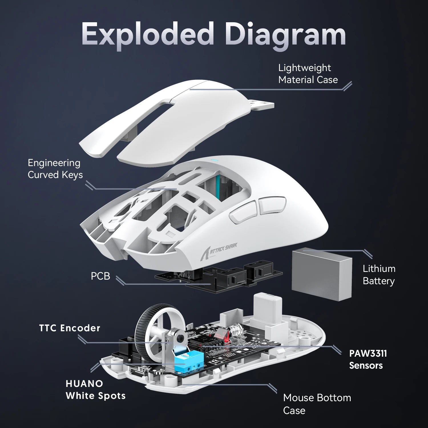 Attack Shark X11 Wireless Mouse Paw3311 22000DPI Buletooth Three Mode Rgb Charging Dock Lightweight Game E-Sports Mouse Laptop