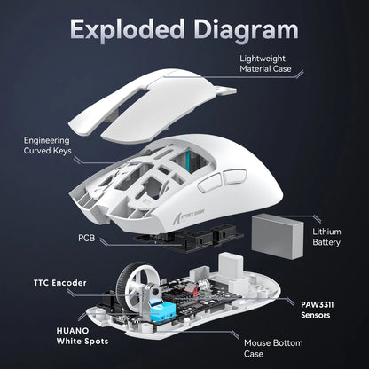 Attack Shark X11 Wireless Mouse Paw3311 22000DPI Buletooth Three Mode Rgb Charging Dock Lightweight Game E-Sports Mouse Laptop